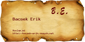 Bacsek Erik névjegykártya